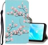 Voor Huawei P30 Lite 3D Gekleurde Tekening Horizontale Flip PU Lederen Case met Houder & Kaartsleuven & Portemonnee (Magnolia)