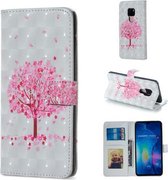 Roze boompatroon horizontale flip lederen hoes voor Huawei Mate 20, met houder & kaartsleuven & fotolijst & portemonnee