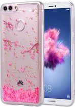 Cartoon patroon goudfolie stijl Dropping Glue TPU zachte beschermhoes voor Huawei P Smart / Enjoy 7S (Sakura)