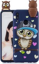 Voor Huawei P Smart 2019 schokbestendig Cartoon TPU beschermhoes (blauwe uil)