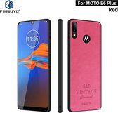 Voor MOTO E6 plus PINWUYO Pin Rui-serie Klassiek leer, PC + TPU + PU-leer Waterdicht en anti-val All-inclusive beschermende schaal (rood)