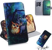 Voor Motorola Moto G8 Plus Gecombineerd Patroon Magnetische Aantrekkelijkheid Horizontale Flip Leren Case, Ondersteuning Houder & Kaartsleuf & Portemonnee (Olieverf Uil)