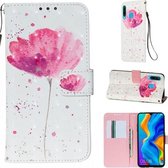 Voor Huawei P30 Lite 3D Schilderen Horizontale Flip Leren Case met Houder & Kaartsleuf & Portemonnee & Lanyard (Roze Bloem)