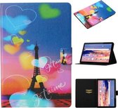 Voor Huawei MediaPad T3 10 Gekleurde Tekening Patroon Horizontale Flip Leren Case met Houder & Kaartsleuf & Slaap / Wekfunctie (Romantische Toren)