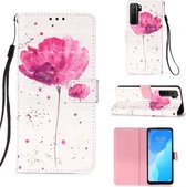 Voor Huawei nova 7 SE 3D Schilderen Horizontale Flip Leren Case met Houder & Kaartsleuf & Lanyard (Bloem)