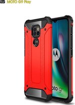 Voor Motorola Moto G9 Play Magic Armor TPU + pc combinatiehoes (rood)