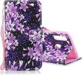 Voor Galaxy A20s Gekleurde tekening Patroon Horizontale Flip PU lederen tas met houder & kaartsleuven & portemonnee & lanyard (Lily)