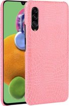 Voor Galaxy A90 5G schokbestendige krokodiltextuur pc + PU-hoes (roze)