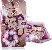 Voor Galaxy Note 10 Pro Gekleurde Tekening Patroon Horizontale Flip PU Lederen Case met Houder & Kaartsleuven & Portemonnee & Lanyard (Lotus)