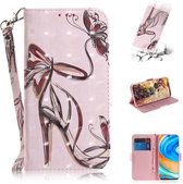 Voor Xiaomi Redmi Note 9 Pro 3D Gekleurde Tekening Horizontale Flip Leren Case met Houder & Kaartsleuf & Portemonnee & Lanyard (Vlinder Hoge Hakken)