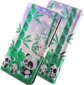 3D Gekleurde Tekening Patroon Horizontale Flip Leren Case met Houder & Kaartsleuven & Portemonnee & Lanyard voor Huawei Honor 20 Lite (Eet Bamboe Panda)