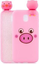Voor Xiaomi Redmi 8A schokbestendig gekleurd geverfd liggend Cartoon TPU beschermhoes (roze varken)
