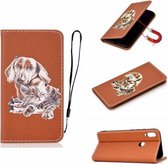 Voor Xiaomi Redmi Note 7 3D-schilderij Horizontale lederen flip-hoes met houder & kaartsleuf & lanyard (hond)