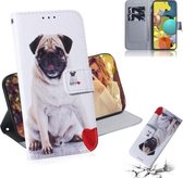 Voor Samsung Galaxy A51 5G Gekleurde tekening Horizontale flip lederen tas met houder & kaartsleuf & portemonnee (pug)