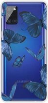 Voor Samsung Galaxy A21s schokbestendig geverfd TPU beschermhoes (blauwe vlinder)