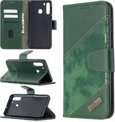 Voor Samsung Galaxy A21 bijpassende kleur krokodil textuur horizontale flip PU lederen tas met portemonnee & houder & kaartsleuven (groen)