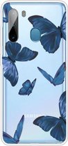 Voor Samsung Galaxy A21 schokbestendig geschilderd TPU beschermhoes (blauwe vlinder)