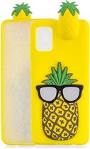 Voor Galaxy A71 schokbestendig 3D liggend Cartoon TPU beschermhoes (ananas)