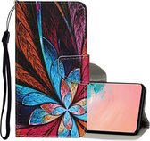 Voor Samsung Galaxy S10 Gekleurde Tekening Patroon Horizontale Flip Leren Case met Houder & Kaartsleuven & Portemonnee & Lanyard (Kleurrijke Bloemen)