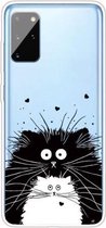 Voor Samsung Galaxy S20 gekleurd tekeningpatroon zeer transparant TPU beschermhoes (zwart-witte rat)