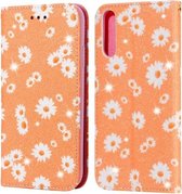 Voor Huawei Y8P (2020) Glinsterende Daisy Magnetische Horizontale Flip Leren Case met Houder & Kaartsleuven & Fotolijst (Oranje)