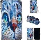 Leren beschermhoes voor iPhone XS Max (Blue Cat)