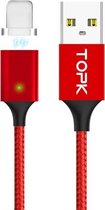TOPK 2 m USB naar 8-pins magnetisch gevlochten snellaadsynchronisatiegegevenskabel (rood)