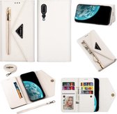 Voor Huawei P20 Pro Skin Feel Rits Horizontale Flip Leren Case met Houder & Kaartsleuven & Fotolijst & Lanyard & Lang Touw (Wit)