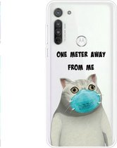 Voor Motorola G8 Gekleurd tekeningpatroon Zeer transparant TPU beschermhoes (Mask Cat)