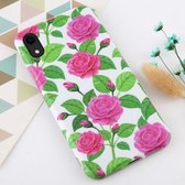 Voor iPhone XR Flower Pattern TPU Protecitve Case (Pink Rose)