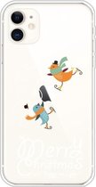 Voor iPhone 11 Trendy schattig kerstpatroon Case Clear TPU Cover Phone Cases (Skiing Bird)