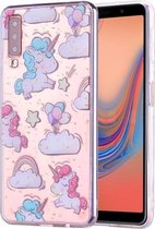 Cartoon patroon goudfolie stijl Dropping Glue TPU zachte beschermhoes voor Galaxy A70 (pony)