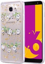 Cartoon patroon goudfolie stijl Dropping Glue TPU zachte beschermhoes voor Galaxy J6 (2018) (Panda)