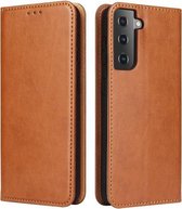 Voor Samsung Galaxy S21 + 5G Fierre Shann PU Lederen Textuur Horizontale Flip Leren Case met Houder & Kaartsleuven & Portemonnee (Bruin)