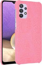 Voor Samsung Galaxy A32 5G schokbestendige krokodiltextuur pc + PU-hoes (roze)