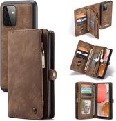 Voor Samsung Galaxy A72 5G CaseMe Afneembare multifunctionele horizontale flip lederen tas, met kaartsleuf & houder & rits portemonnee & fotolijst (bruin)