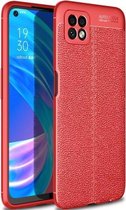 Voor OPPO A72 Litchi Texture TPU schokbestendig hoesje (rood)