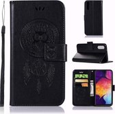 Windgong Uil Embossing Patroon Horizontale Leren Flip Case voor Galaxy A70, met Houder & Kaartsleuven & Portemonnee (Zwart)