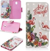 3D Gekleurde Tekening Patroon Horizontale Flip Leren Case voor Galaxy J530, met Houder & Kaartsleuven & Portemonnee (Engelse Flamingo)