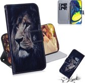 Schilderen Patroon Gekleurde Tekening Horizontale Leren Flip Case met Houder & Kaartsleuven & Portemonnee voor Galaxy A80 / A90 (Leeuw)