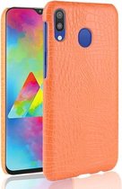 Schokbestendig Crocodile Texture PC + PU-hoesje voor Galaxy A20 (geel)