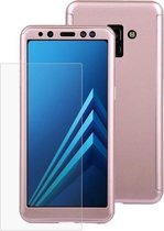 360 graden volledige dekking afneembare beschermhoes voor Galaxy A8 (2018), met gehard glasfolie (roségoud)