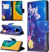 Voor Huawei Mate 30 Pro Gekleurde Tekening Horizontale Flip Leren Case met Houder & Kaartsleuven & Portemonnee (Bloem Vlinder)