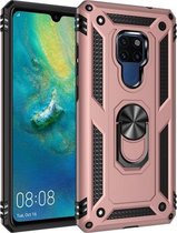 Voor Huawei Mate 20 Armor schokbestendig TPU + pc beschermhoes met 360 graden rotatiehouder (roségoud)