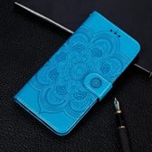 Mandala-reliëfpatroon Horizontaal leren flip-hoesje voor Huawei Honor 10 Lite (2019) & P Smart 2019, met houder & kaartsleuven & portemonnee & fotolijst & lanyard (blauw)
