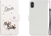 Voor iPhone XS Max horizontale flip effen kleur strass lederen tas met kaartsleuf & portemonnee & houder (Trojan)