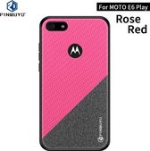 Voor Motorola Moto E6 Spelen PINWUYO Rong-serie Schokbestendige pc + TPU + chemische vezeldoek beschermhoes (rood)