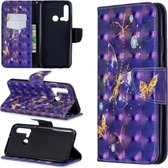 3D Gekleurde Tekening Patroon Horizontale Leren Flip Case met Houder & Kaartsleuven & Portemonnee Voor Huawei P20 lite (2019) / nova 5i (Purple Butterfly)