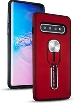 Schokbestendige TPU + pc-beschermhoes met houder voor Galaxy S10 (rood)