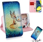 Gekleurde tekening patroon Kleurrijke magnetische gesp Horizontale flip PU lederen tas met houder & kaartsleuven & portemonnee & lanyard voor Galaxy A80 / A90 (Fox)